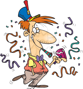 Royalty Free Clipart Image of a Man Celebrating New Year's