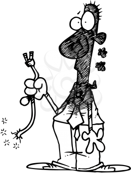 Royalty Free Clipart Image of a Man Who Has Been Electrocuted