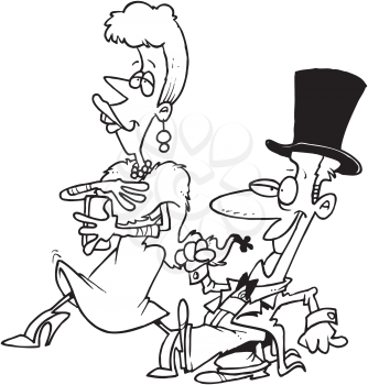 Royalty Free Clipart Image of an Elegantly Dressed Couple