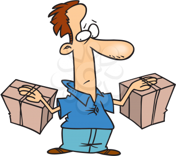 Royalty Free Clipart Image of a Man Holding Two Packages