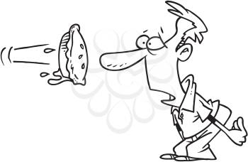 Royalty Free Clipart Image of a Man About to be Hit in the Face With a Pie