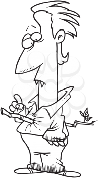 Royalty Free Clipart Image of a Vampire With a Stake Through His Heart