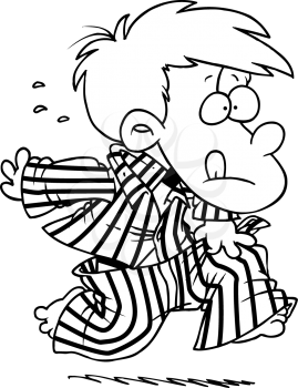Royalty Free Clipart Image of a Little Boy Running in PJs