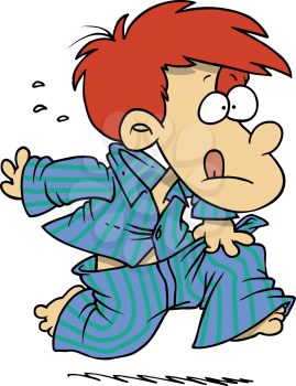 Royalty Free Clipart Image of a Little Boy Running in PJs