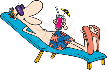Royalty Free Clipart Image of a Guy on a Lounger