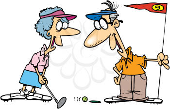 Royalty Free Clipart Image of a Couple Golfing
