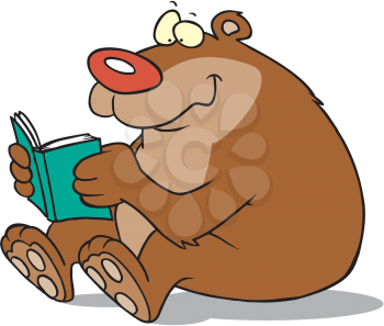 Royalty Free Clipart Image of a Bear Reading