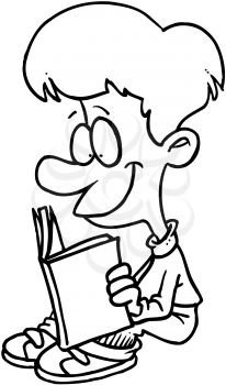 Royalty Free Clipart Image of a Boy Reading a Book