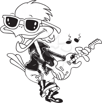 Royalty Free Clipart Image of a Bird With a Guitar