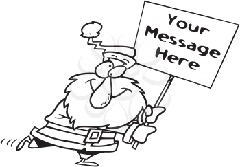 Royalty Free Clipart Image of Santa With a Sign