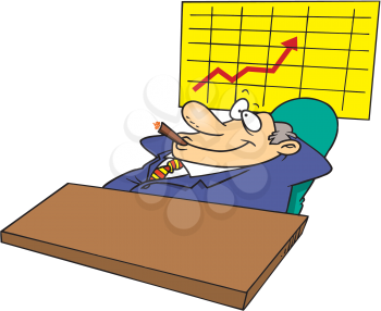Royalty Free Clipart Image of a Man Behind a Desk