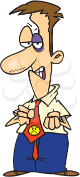 Royalty Free Clipart Image of a Man With a Black Eye
