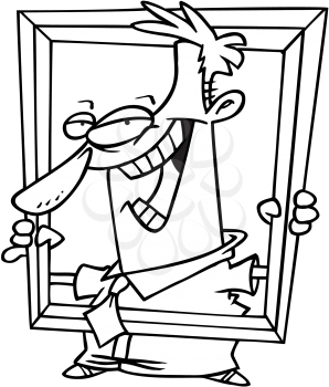 Royalty Free Clipart Image of a Man Holding a Frame