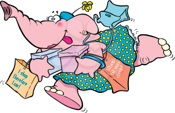 Royalty Free Clipart Image of an Elephant Shopper