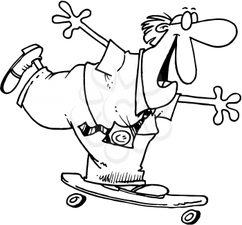 Royalty Free Clipart Image of a Businessman on a Skateboard
