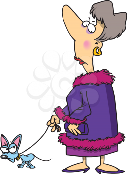 Royalty Free Clipart Image of a Snooty Woman With a Dog