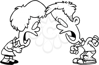 Royalty Free Clipart Image of Two Children Fighting