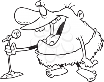 Royalty Free Clipart Image of a Standup Caveman Comic