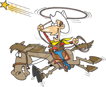 Royalty Free Clipart Image of a Cowboy Lassoing the Star