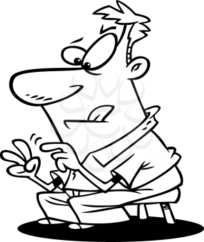 Royalty Free Clipart Image of a
Man Sitting on a Stool Counting on His Fingers