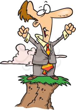 Royalty Free Clipart Image of a Businessman Celebrating Success