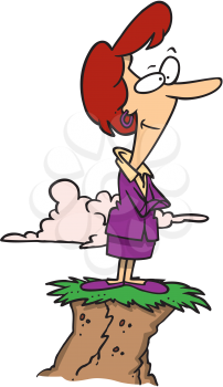 Royalty Free Clipart Image of a Woman at the Peak of Success