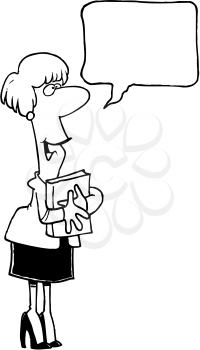 Royalty Free Clipart Image of a Woman With a Speech Bubble