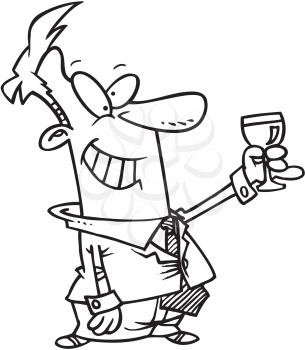 Royalty Free Clipart Image of a Man Raising a Glass of Wine