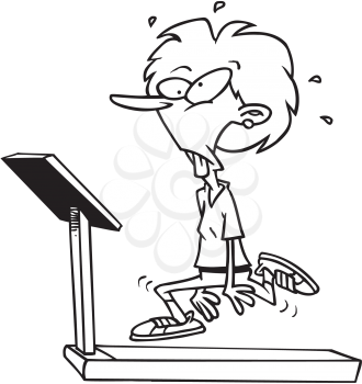 Royalty Free Clipart Image of a Woman on a Treadmill
