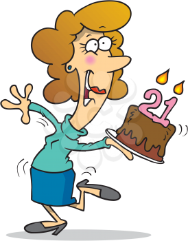 Royalty Free Clipart Image of a Woman Celebrating Her 21st Birthday