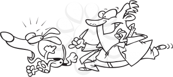 Royalty Free Clipart Image of a Vet Chasing a Dog