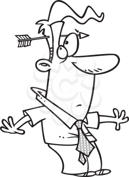 Royalty Free Clipart Image of a Man With an Arrow Through His Head