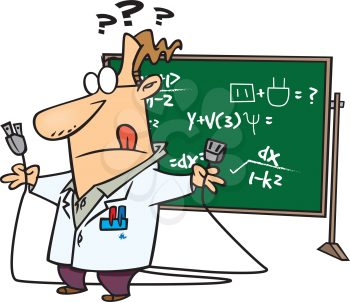 Royalty Free Clipart Image Royalty Free Clipart Image of a Teacher Trying to Figure Out How to Plug In a Cord