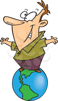 Royalty Free Clipart Image of a Man on Top of The World