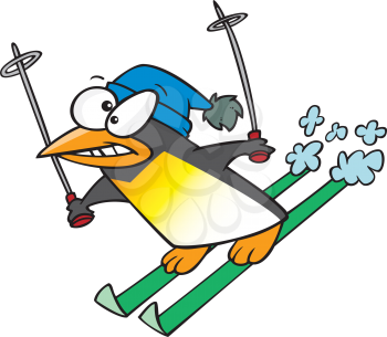 Royalty Free Clipart Image of a Penguin Skiing