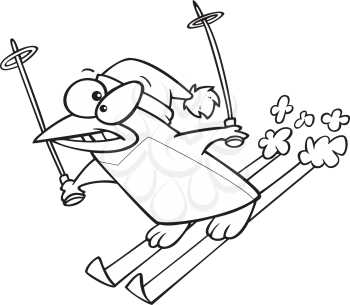 Royalty Free Clipart Image of a Penguin Skiing
