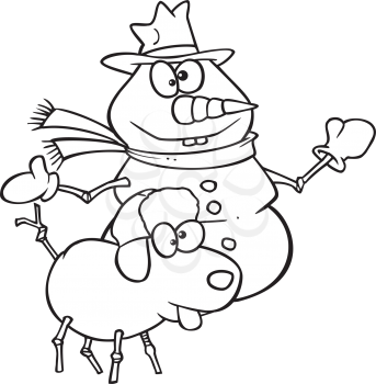 Royalty Free Clipart Image of Snowman and a Snowdog