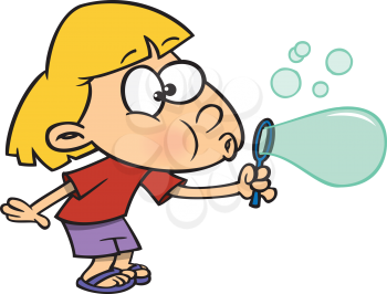 Royalty Free Clipart Image of a Child Blowing Bubbles