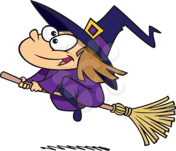 Royalty Free Clipart Image of a Little Girl Witch