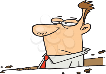 Royalty Free Clipart Image of a Guy in a Rut