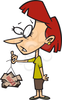Royalty Free Clipart Image of a Woman Holding Fragile Garbage