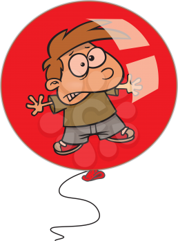 Royalty Free Clipart Image of a Kid Trapped in a Balloon