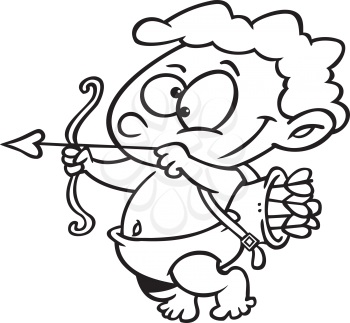 Royalty Free Clipart Image of Cupid Shooting an Arrow