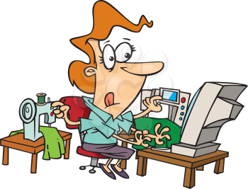 Royalty Free Clipart Image of a Woman Multitasking