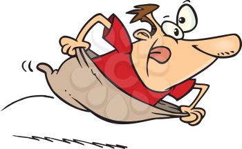 Royalty Free Clipart Image of a Guy in a Sack Race