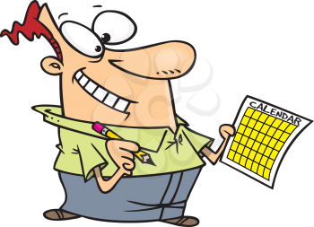Royalty Free Clipart Image of a Man Looking at a Calendar