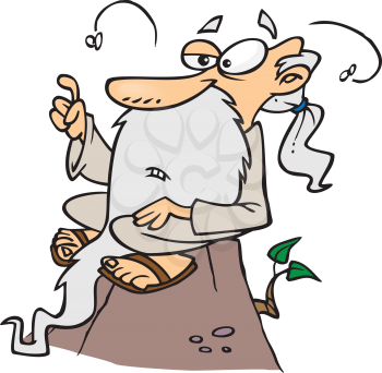 Royalty Free Clipart Image of an Old Guy on a Mountain