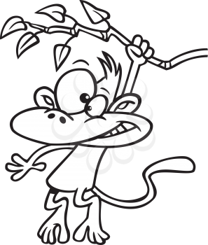 Royalty Free Clipart Image of a Monkey on a Branch