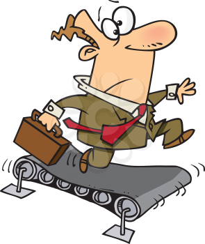 Royalty Free Clipart Image of a Businessman Running on a Treadmill