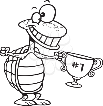 Royalty Free Clipart Image of a Turtle With a Trophy